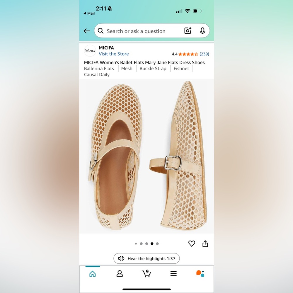 Tan/Cream Mesh Women's Flats